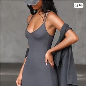 Joah Brown Gray Slip Dress